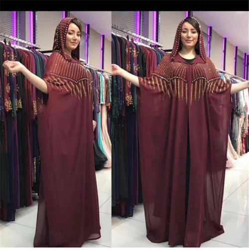 QueenLine New African Oversize Chiffon African Loose Design Diamond  Length 142cm  Wide 115cm Bust 184cm