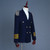 QueenLine Slim Fit Men Captain Uniform 2 Pieces Suit Set Wedding Party Gala Stage Show Aircraft Commander Fashion Navy White Suit Blazer