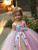 QueenLine Girls Pastel Unicorn Flower Tutu Dress Kids Crochet Tulle Strap Dress Ball Gown with Daisy Ribbons Children Party Costume Dress