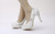 QueenLine White Pearls Beaded Wedding Heels Shoes For Woman Sexy Crystal Platform Pumps Round Toe Slup-on Party Dress Shoes