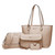 QueenLine 4pc Korean Solid Color Soft Leather Zipper Shoulder Tote Bag Set