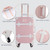 QueenLine Cute 13" 20" 26" Embossed Pink Carry On Suitcase Ladies Pu Leather 3 Piece Vintage Luggage Sets for Women with Wheels