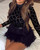 QueenLine Sexy Women Mesh See Through Long Sleeve Dress Clubwear Fur Patchwork Trutleneck Bandage Bodycon Evening Party Short Mini Dresses
