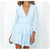 QueenLine  Women Polka Dot Dress Baby Blue Autumn Long Sleeve Clothes Cut-out Back Sexy Mini Party Dress Fashion Outfit Ladies