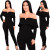 QueenLine Bodycon Ruffle Off The Shoulder Jumpsuit Long Sleeve Elastic Slim Rompers Plus Size Skinny Female Black White Jumpsuit Custom
