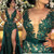 QueenLine  Hunter Green Split Evening Dresses With Detachable Skirt Sheer Illusion Bodice Appliqued Long Arabic Party Gowns Prom Wear