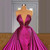 QueenLine  Long Fuchsia Mermaid Evening Dresses Overskirts Court Train Evening Gowns Formal Women Dresses
