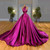 QueenLine  Long Fuchsia Mermaid Evening Dresses Overskirts Court Train Evening Gowns Formal Women Dresses