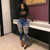 QueenLine High Waist Ripped Jeans for Women Street Style Sexy Distressed Trouser Stretch Skinny Hole Denim Pencil Pants