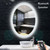 QueenLine Oval Shape Smart Makeup Bathroom Mirror 3 Color Adjustable LED LIght Multifunction With Bluetooth Speaker For Bedroom Decoration