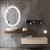 QueenLine Oval Shape Smart Makeup Bathroom Mirror 3 Color Adjustable LED LIght Multifunction With Bluetooth Speaker For Bedroom Decoration