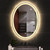 QueenLine Oval Shape Smart Makeup Bathroom Mirror 3 Color Adjustable LED LIght Multifunction With Bluetooth Speaker For Bedroom Decoration