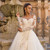 QueenLine  Mermaid Wedding Dress Modern 2 In 1 Detachable Train Off the Shoulder Long Sleeve Appliques Button Bridal Gown