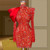 QueenLine New 5 Designs Short Red Cocktail Dresses Women Evening Gown Crystal Long Sleeve Big Bow Party Dress Beads Prom Dress