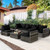 QueenLine 7PCS Rattan Wicker Patio Furniture Outdoor Garden Lawn Sectional Sofa Set(black)