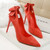 QueenLine Sweet Beauty High Heels Thin Heeled Slim High Heels Suede Shallow Mouth Pointed Hollow Bow Women's Shoes DS-3168-1