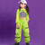 QueenLine Kids Jazz Dance Costume Green Outfit Hip Hop Performance Wear Girls Crop Tops Pants Loose Street Dance Overalls Rave Wear