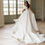 QueenLine High Slit White Gorgeous Wedding Dresses Off-The-Shoulder Chiffon Dress Applique Sleeveless Bridal Gowns with Bow Sweep Train