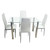 QueenLine Dining Table Chairs Set Include 1 Round Spiral Cross Leg Glass Dining Table + 4 Simple Flat PU Leather Dining Chair Black[US-W]