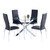 QueenLine Dining Table Chairs Set Include 1 Round Spiral Cross Leg Glass Dining Table + 4 Simple Flat PU Leather Dining Chair Black