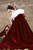QueenLine Winter Long Warm Bridal Wrap with Gold Embroidery Dark Red Wedding Cloak Velvet Cape for Bride