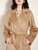 QueenLine High-end Camel Hair Classic Water Ripple Overcoat Mid-length Jacket Fashion Red Coat
