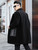QueenLine Wool Trench Business Casual Black Cashmere Lamb Leather Fur Overcoat Goat Skin Warm Long Jacket 