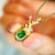  QueenLine 18K Solid Gold Green Emerald 1ct Gold Diamond Pendant Gemstone Necklaces 