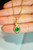  QueenLine 18K Solid Gold Green Emerald 1ct Gold Diamond Pendant Gemstone Necklaces 