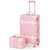 QueenLine Vintage Trunk Combination of 2 Piece, Carry On with Spinner Wheels 26"+12",Pink Luggage Sets