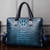 QueenLine Luxury 100% Cow Genuine Leather Men's Briefcase Shoulder Bag Alligator Tote Handbag