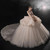 QueenLine Exquisite High Neck Short Sleeves Lace Crystal Beading Wedding Gown