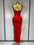 QueenLine Luxury Celebrity Elegant Sexy Backless Diamonds Red Maxi Long Bodycon Bandage Dress