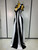 QueenLine Elegant Sexy Flower High fork Sleeveless Bandage Black White Stripe Long Dress