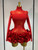 QueenLine Sexy Mesh See through Stereoscopic Flowers Red Mini Bandage Evening Dress