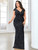 QueenLine Elegant Luxury Sequins Plus Size Blue Long Mermaid Formal V-neck Prom Evening Gown