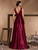 QueenLine Elegant Sequins Deep V-neck Satin Green Floor Length Blue Formal Evening Gowns
