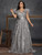 QueenLine Elegant V-back Plus Size Luxury V-Neck Grey Sequins Evening Long Prom Cocktail Dress