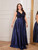 QueenLine Plus Size Elegant Sequins Evening V-neck Satin Prom Floor Length Formal Bridesmaid Gowns