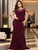 QueenLine Elegant Blue O Neck Sequin Formal Long Sleeves See-through Mesh Stretchy Floor Length Evening Dress