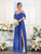 QueenLine Classic Off Shoulder Chiffon Bridesmaid With High Slit Long A Line Floor Length with Pockets Dress