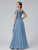 QueenLine Elegant Chiffon A-line Short Sleeve Bridesmaid With Belt Simple Pleat Side Slit Lace Up Long Evening Dress