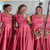 QueenLine One Shoulder Elegant Bridesmaid Watermelon Red A Line Long Floor Evening Dress