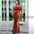 QueenLine Celebrity Customized Long Mermaid Brown Bridesmaid One Shoulder Evening Formal Dress