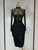 QueenLine Celebrity Elegant Sexy Turtleneck Rhinestones Black Mesh Bodycon Bandage Dirthday Dress