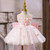 QueenLine Eleagnt Pink Flower Girls Knee Length Princess Baby Wedding 1st Birthday Pageant Gown with Big Bow