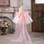 QueenLine Eleagnt Pink Flower Girls Knee Length Princess Baby Wedding 1st Birthday Pageant Gown with Big Bow