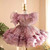 QueenLine Elegant Purple Puffy Sleeve Flower Girl Knee Length Lace Princess Baby Wedding Birthday Dress