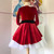 QueenLine Christmas 3Piece Santa Claus Velvet Long Sleeve Mesh Hem A-line Dress + Hat + Belt Cosplay Sets