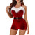QueenLine Mrs Claus Costume Sleeveless Faux Fur Trim Halter Romper Short Jumpsuit